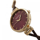 Bertha Amanda Criss-Cross Leather-Band Watch - Gold/Burgandy BTHBR7604