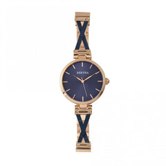 Bertha Amanda Criss-Cross Bracelet Watch - Rose Gold/Blue BTHBR7605