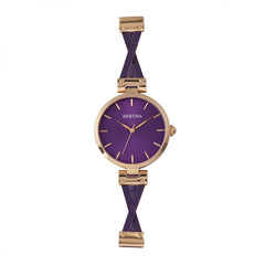 Bertha Amanda Criss-Cross Leather-Band Watch - Rose Gold/Purple
