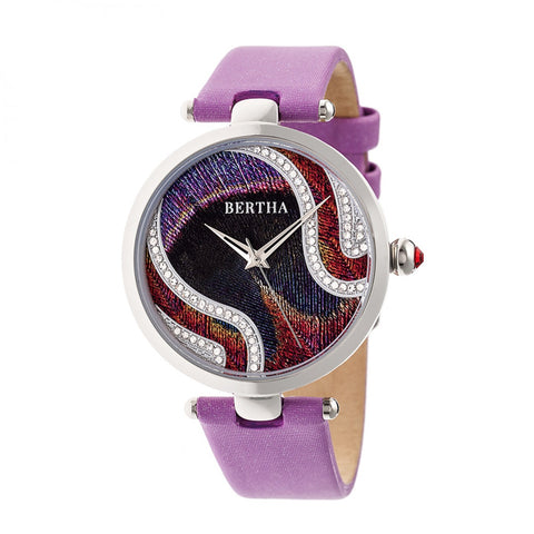 Bertha Trisha Leather-Band Watch w/Swarovski Crystals - Lilac BTHBR8002