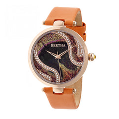 Bertha Trisha Leather-Band Watch w/Swarovski Crystals - Orange BTHBR8004