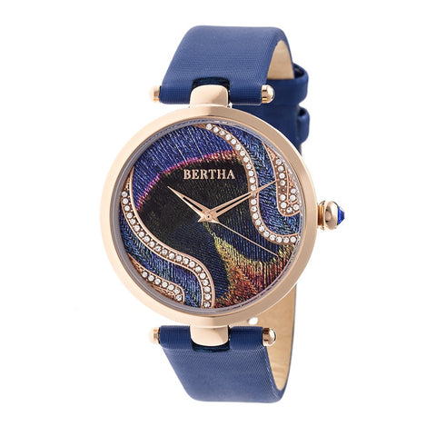 Bertha Trisha Leather-Band Watch w/Swarovski Crystals - Blue BTHBR8005