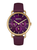 Bertha Gwen Leather-Band Watch w/Day/Date - Purple BTHBR8305