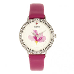 Bertha Delilah Leather-Band Watch - Silver/Fuchsia BTHBR8603