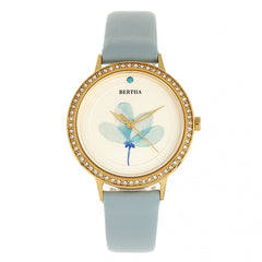 Bertha Delilah Leather-Band Watch - Gold/Light Blue BTHBR8604