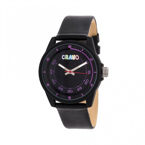 Crayo Jolt Leatherette Strap Watch - Black CRACR4901