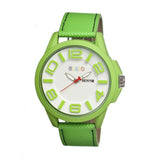 Crayo Horizon Leather-Band Men's Watch w/ Day/Date - Lime CRACR0104