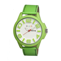 Crayo Horizon Leather-Band Men's Watch w/ Day/Date - Lime
