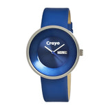 Crayo Button Leather-Band Unisex Watch w/ Day/Date - Blue CRACR0202