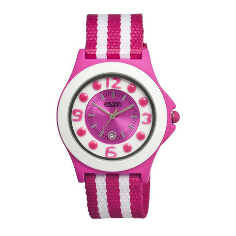 Crayo Carnival Nylon-Band Unisex Watch w/Date - Pink/White CRACR0705