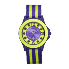 Crayo Carnival Nylon-Band Unisex Watch w/Date - Purple/Lime