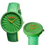 Crayo Pleats Leather-Band Unisex Watch - Green CRACR1502