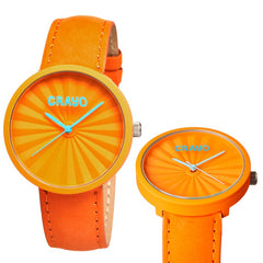 Crayo Pleats Leather-Band Unisex Watch - Orange CRACR1504