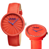 Crayo Pleats Leather-Band Unisex Watch - Red CRACR1505