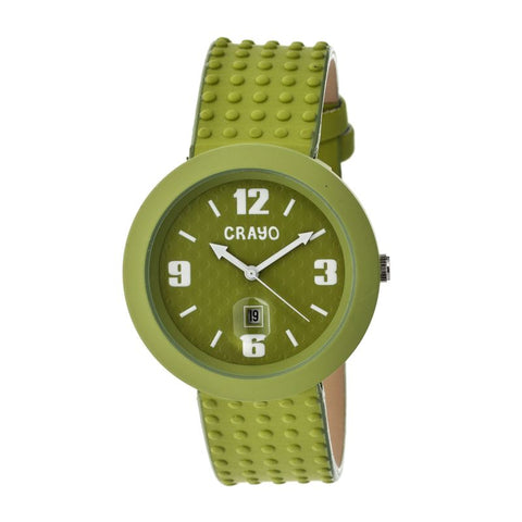 Crayo Jazz Leather-Band Unisex Watch w/ Date - Green CRACR1805