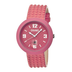 Crayo Jazz Leather-Band Unisex Watch w/ Date - Pink CRACR1809