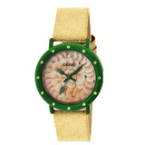 Crayo Slice Of Time Suede-Band Ladies Watch - Green/Yellow CRACR2104