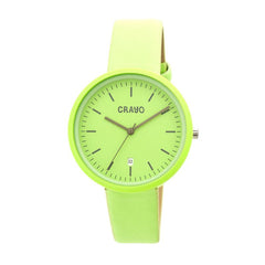 Crayo Easy Leather-Band Unisex Watch w/ Date - Lime