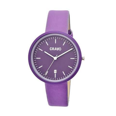 Crayo Easy Leather-Band Unisex Watch w/ Date - Lavender CRACR2409