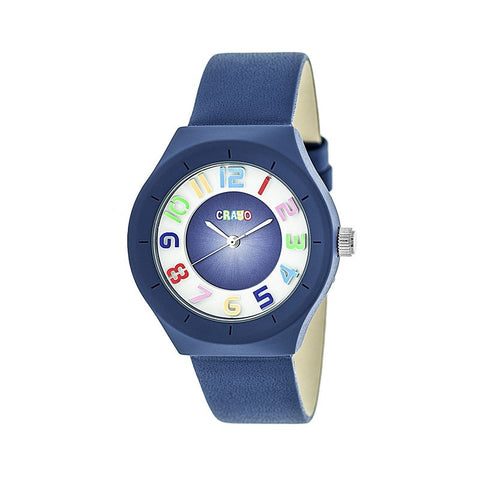 Crayo Atomic Leather-Band Watch - Blue CRACR3506