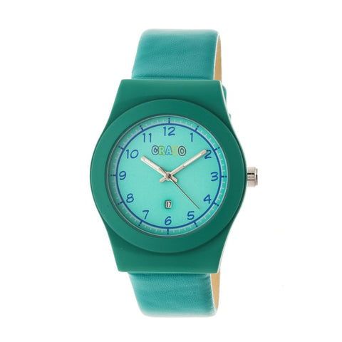 Crayo Dazzle Leather-Band Watch w/Date - Teal CRACR4102