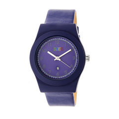 Crayo Dazzle Leather-Band Watch w/Date - Purple