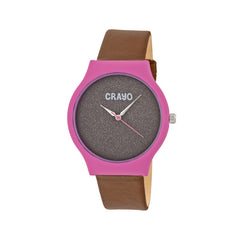 Crayo Glitter Strap Watch - Hot Pink/Brown CRACR4502