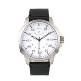 Elevon Hughes Leather-Band Watch w/ Date - Silver/White/Black ELE101-1