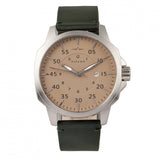 Elevon Hughes Leather-Band Watch w/ Date - Silver/Green ELE101-5