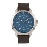 Elevon Hughes Leather-Band Watch w/ Date - Silver/Blue ELE101-6