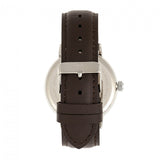 Elevon Vin Leather-Band Watch w/Date Display - Silver/Brown ELE111-3