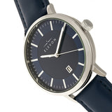 Elevon Vin Leather-Band Watch w/Date Display - Silver/Blue ELE111-4