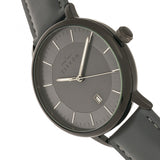 Elevon Vin Leather-Band Watch w/Date Display - Black/Grey ELE111-6