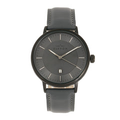 Elevon Vin Leather-Band Watch w/Date Display - Black/Grey ELE111-6