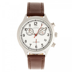 Elevon Antoine Chronograph Leather-Band Watch w/Date - Brown/Silver ELE113-2