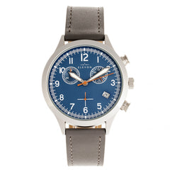 Elevon Antoine Chronograph Leather-Band Watch w/Date - Grey/Blue ELE113-6