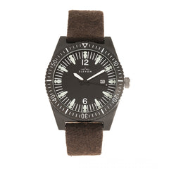 Elevon Jeppesen Pressed Wool Leather-Band Watch w/Date - Dark Brown ELE114-6