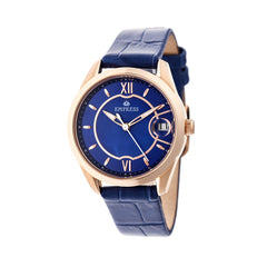 Empress Messalina MOP Leather-Band Watch w/Date - Blue EMPEM2404