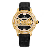 Empress Rania Mechanical Semi-Skeleton Leather-Band Watch - Black EMPEM2801