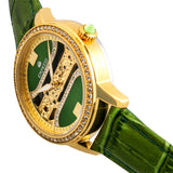 Empress Rania Mechanical Semi-Skeleton Leather-Band Watch - Green EMPEM2802