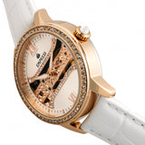 Empress Rania Mechanical Semi-Skeleton Leather-Band Watch - White EMPEM2803