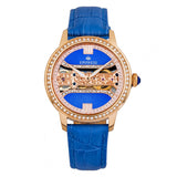 Empress Rania Mechanical Semi-Skeleton Leather-Band Watch - Blue EMPEM2804