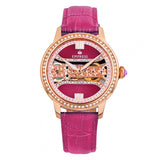 Empress Rania Mechanical Semi-Skeleton Leather-Band Watch - Pink EMPEM2806
