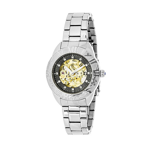 Empress Godiva Automatic MOP Bracelet Watch - Silver/Black EMPEM1102