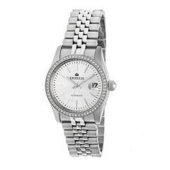 Empress Constance Automatic Bracelet Watch w/Date - Silver/White