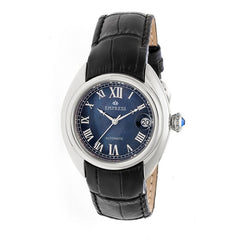 Empress Antoinette Automatic MOP Leather-Band Watch - Silver/Black EMPEM1402