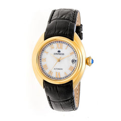 Empress Antoinette Automatic MOP Leather-Band Watch - Gold/White EMPEM1403