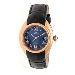 Empress Antoinette Automatic MOP Leather-Band Watch - Rose Gold/Black EMPEM1406