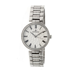 Empress Catherine Automatic Hammered Dial Bracelet Watch - Silver