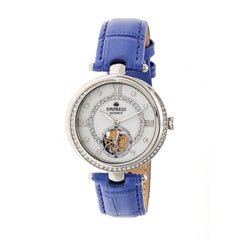 Empress Stella Automatic Semi-Skeleton Dial Leather-Band Watch - Purple/White EMPEM2103